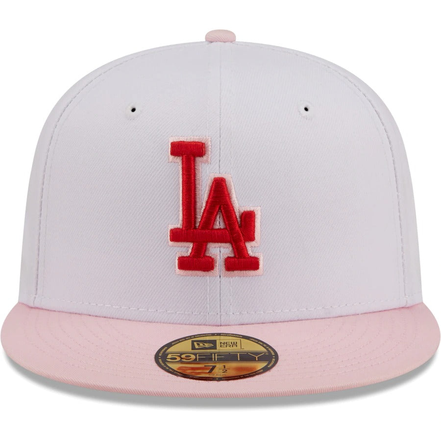 New Era Los Angeles Dodgers White/Pink Scarlet Undervisor 59FIFTY Fitted Hat