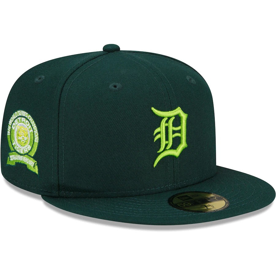 New Era Detroit Tigers Green 1968 World Series Champions 50th Anniversary Color Fam Lime Undervisor 59FIFTY Fitted Hat