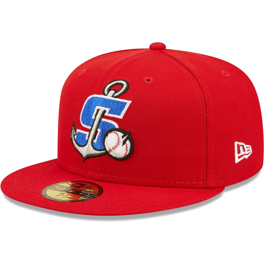 New Era Stockton Ports Red Authentic Collection Team Home 59FIFTY Fitted Hat