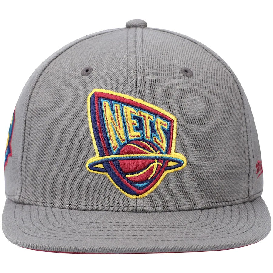 Mitchell & Ness New Jersey Nets Charcoal Hardwood Classics Carbon Cabernet 35 Years Fitted Hat
