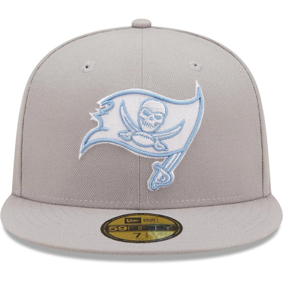 New Era Tampa Bay Buccaneers Gray Super Bowl LV Champions Sky Blue Undervisor 59FIFTY Fitted Hat