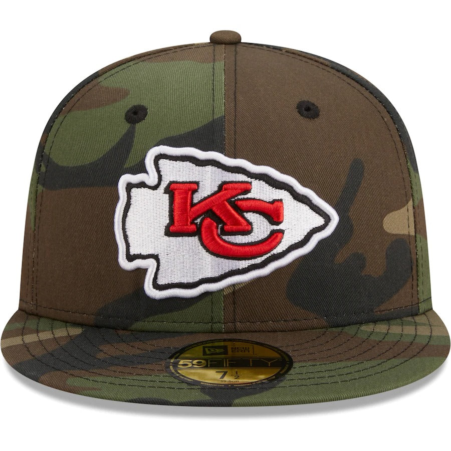 New Era Kansas City Chiefs Camo Woodland 2021 59FIFTY Fitted Hat