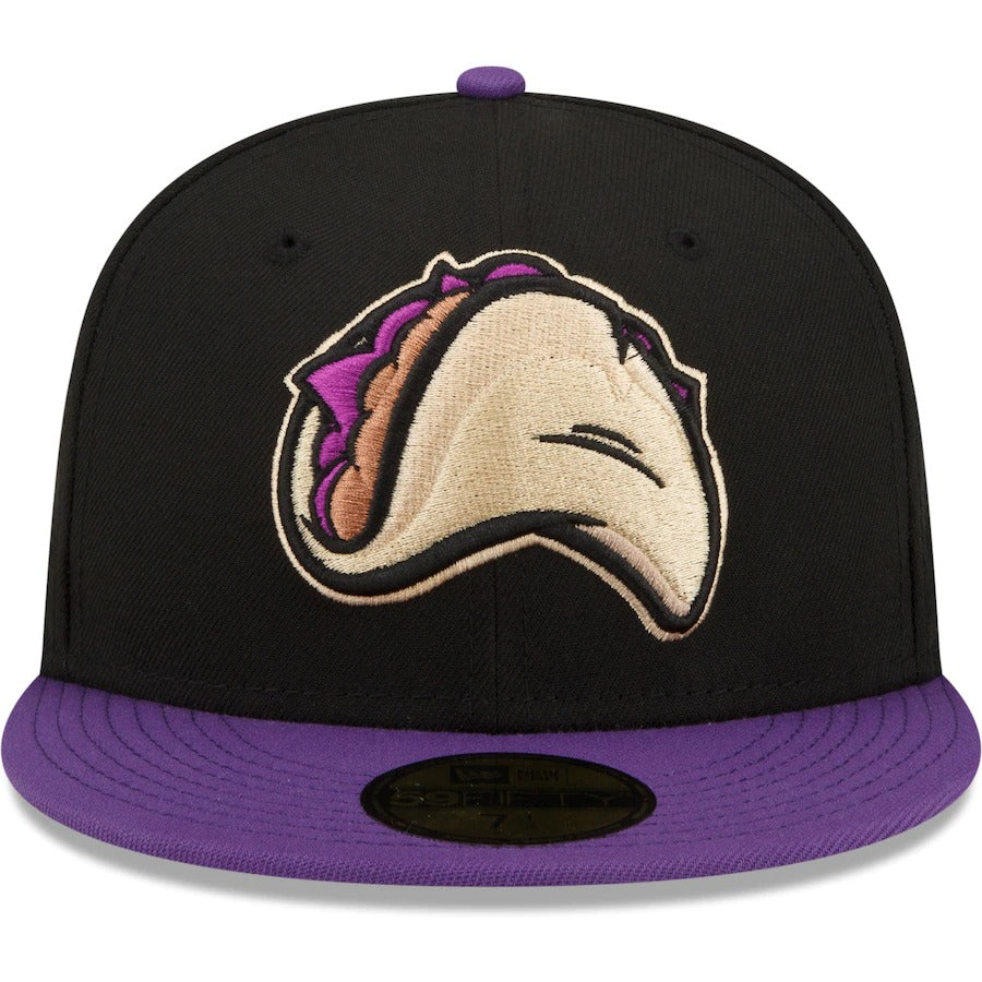 New Era Fresno Grizzlies Black/Purple Tacos Theme Night 59FIFTY Fitted Hat