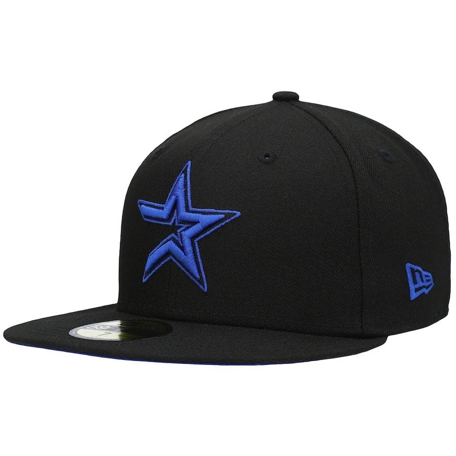 New Era Houston Astros Black World Series 2005 World Series Patch Royal Under Visor 59FIFTY Fitted Hat