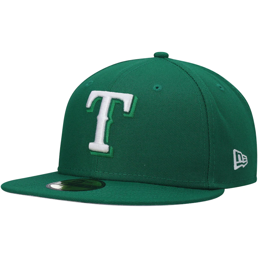 New Era Texas Rangers Kelly Green Logo White 59FIFTY Fitted Hat