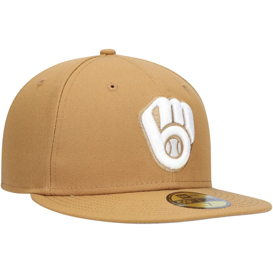 New Era Tan Milwaukee Brewers Wheat 59FIFTY Fitted Hat