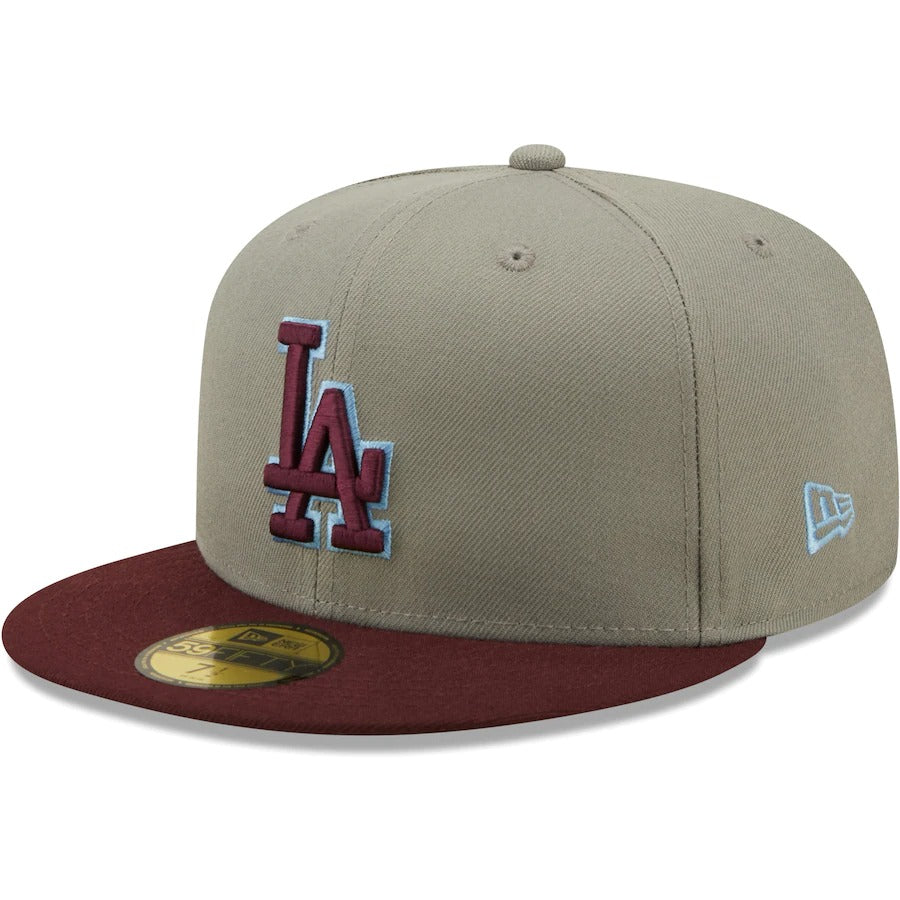 New Era Los Angeles Dodgers Gray/Maroon 2020 World Series Blue Undervisor 59FIFTY Fitted Hat