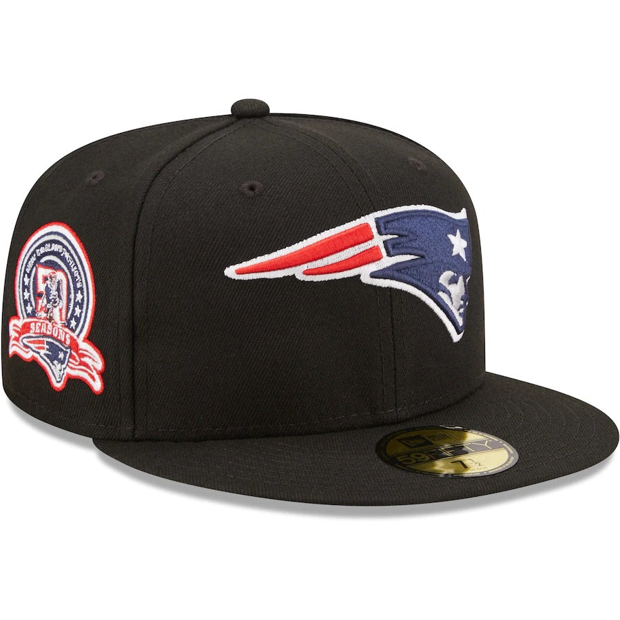 New Era Black New England Patriots 50th Anniversary Patch 59FIFTY Fitted Hat