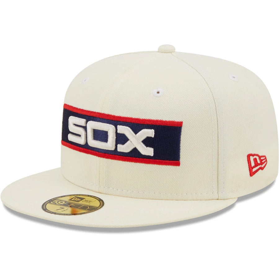 New Era Chicago White Sox Cream Comiskey Park 75th Anniversary Chrome Alternate Undervisor 59FIFTY Fitted Hat