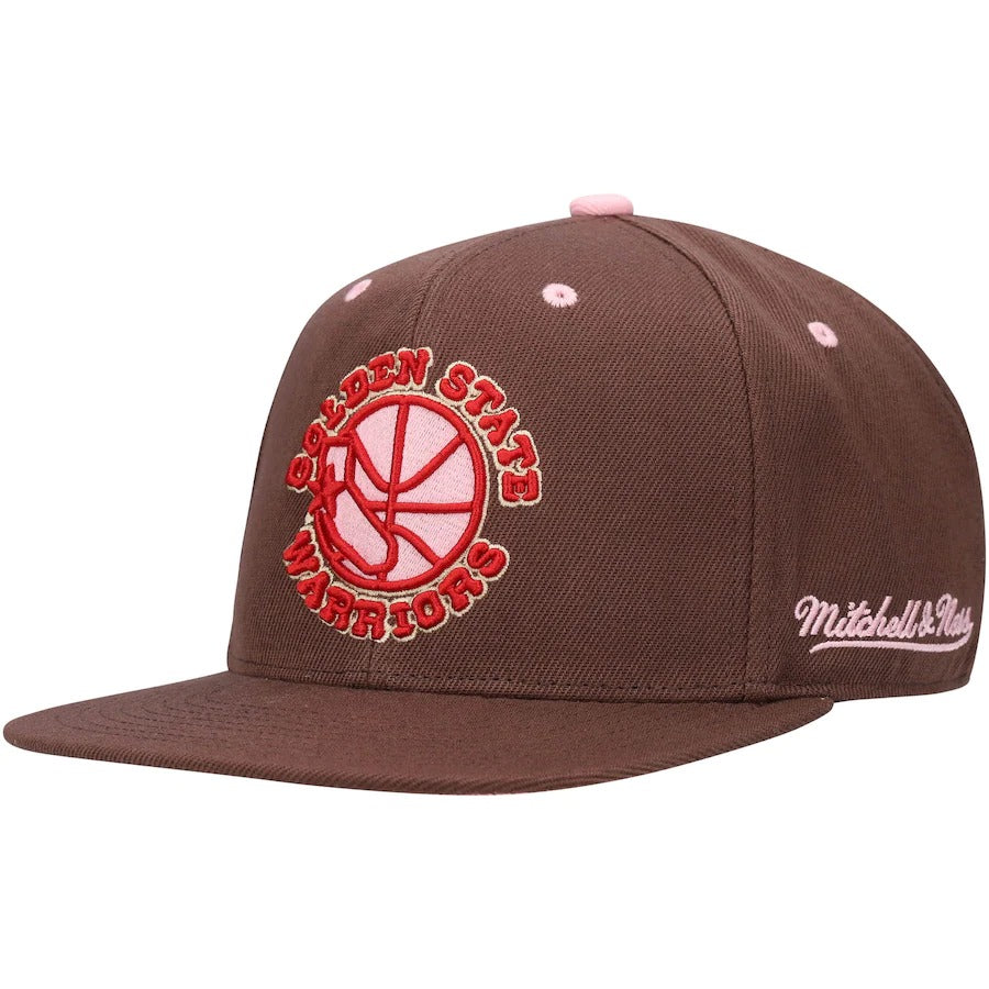Mitchell & Ness Golden State Warriors Brown 50th Anniversary Hardwood Classics Brown Sugar Bacon Fitted Hat