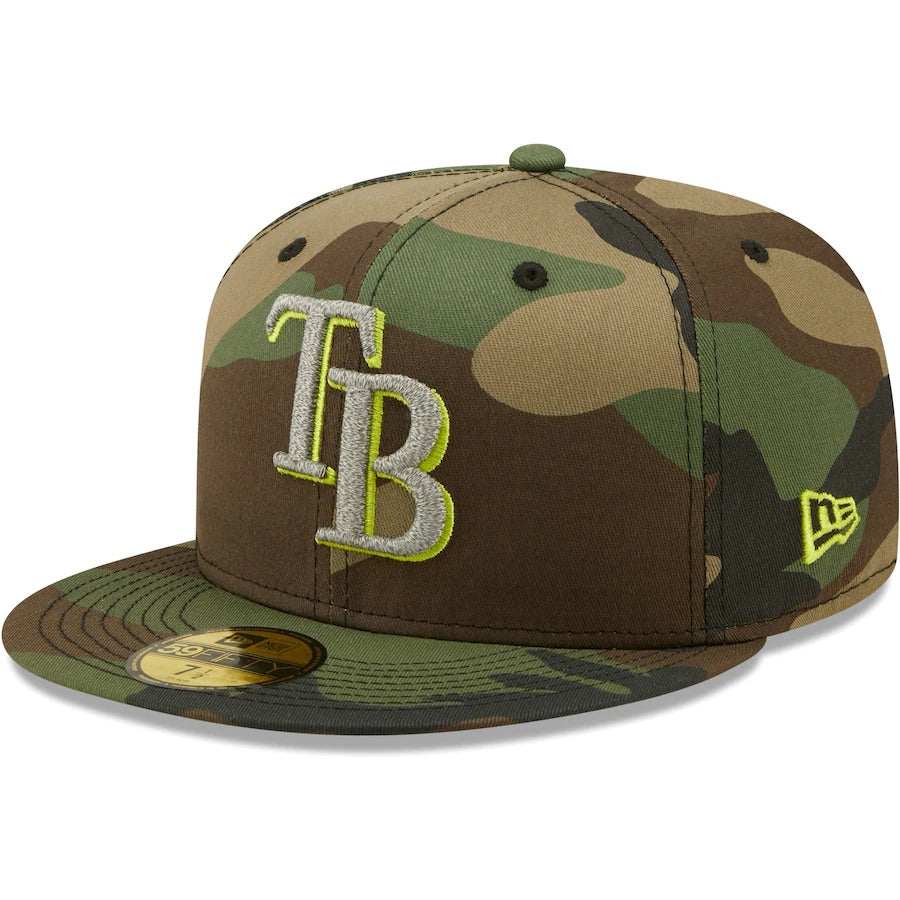 New Era Tampa Bay Rays Camo Cooperstown Collection 2008 World Series Woodland Reflective Undervisor 59FIFTY Fitted Hat