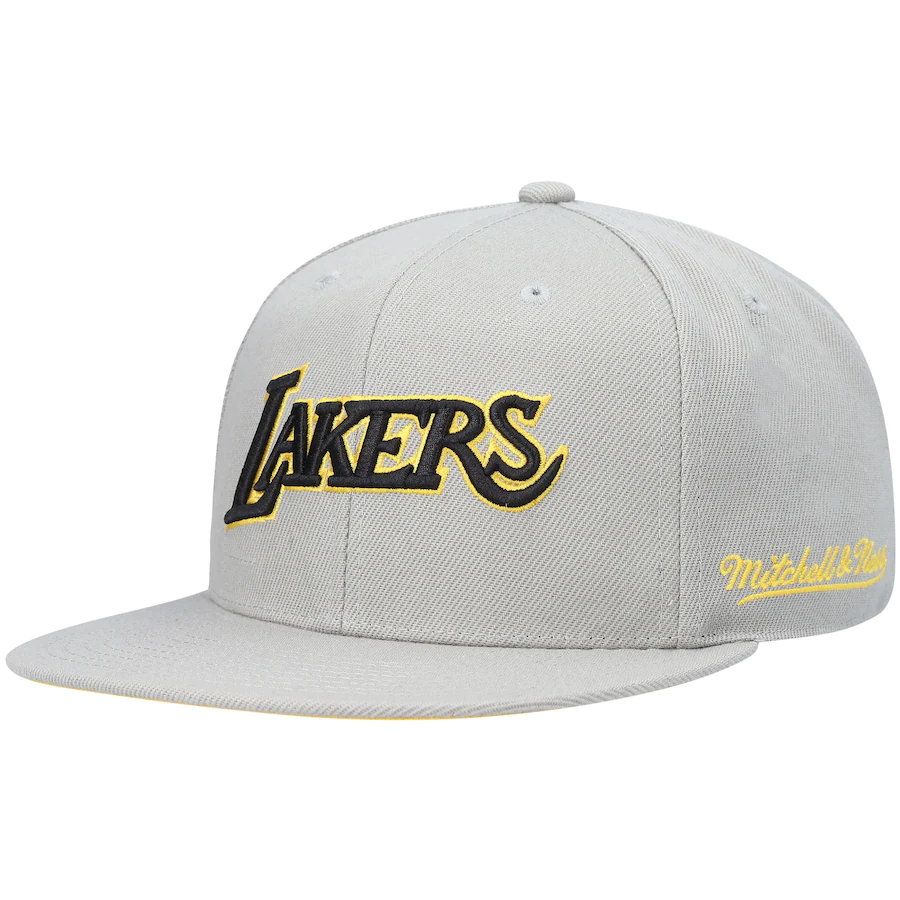 Mitchell & Ness Los Angeles Lakers Gray 50th Anniversary Hardwood Classics Fitted Hat
