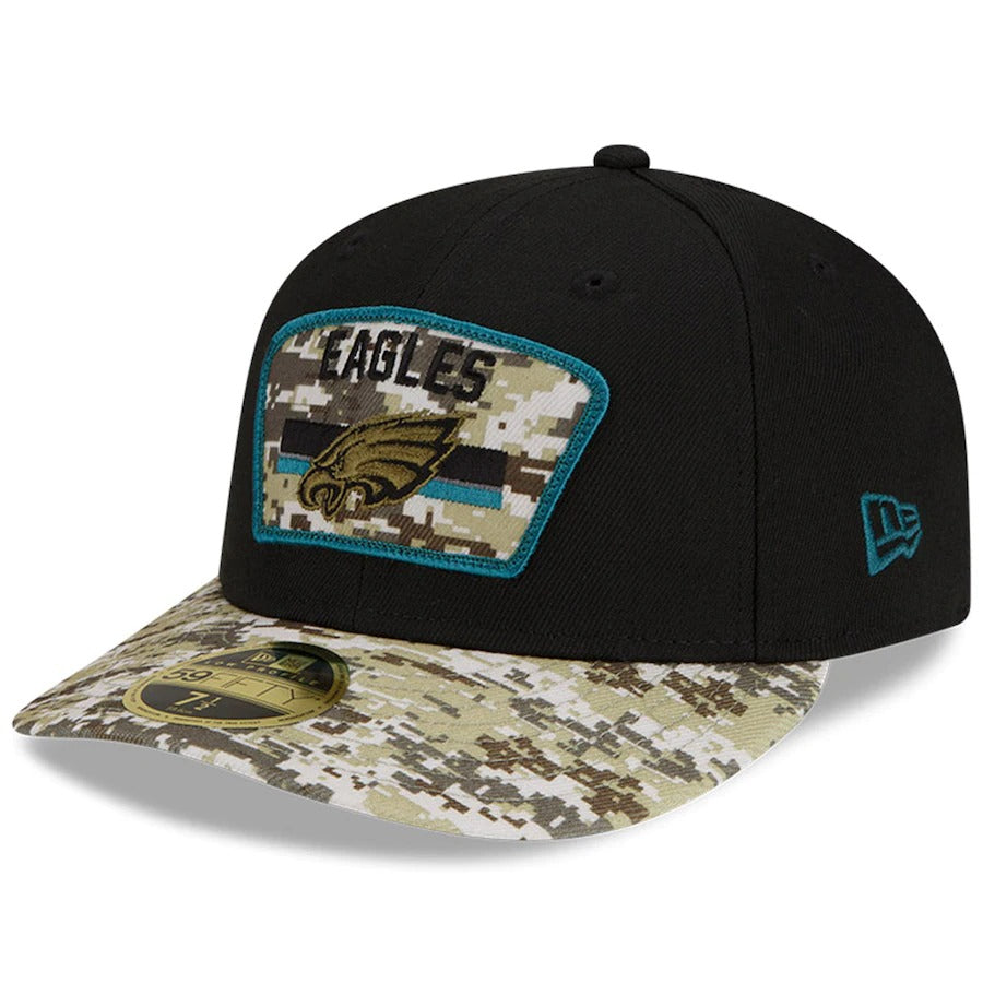 New Era Black/Camo Philadelphia Eagles 2021 Salute To Service Low Profile 59FIFTY Fitted Hat