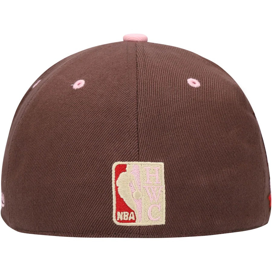 Mitchell & Ness Golden State Warriors Brown 50th Anniversary Hardwood Classics Brown Sugar Bacon Fitted Hat