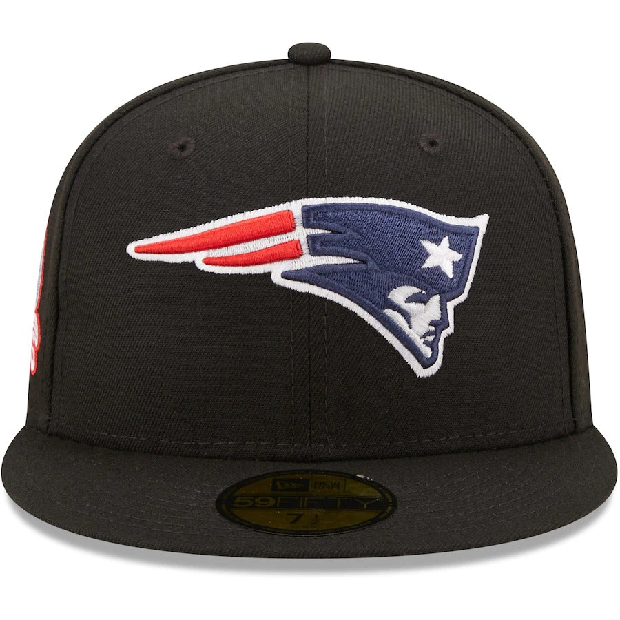 New Era Black New England Patriots 50th Anniversary Patch 59FIFTY Fitted Hat