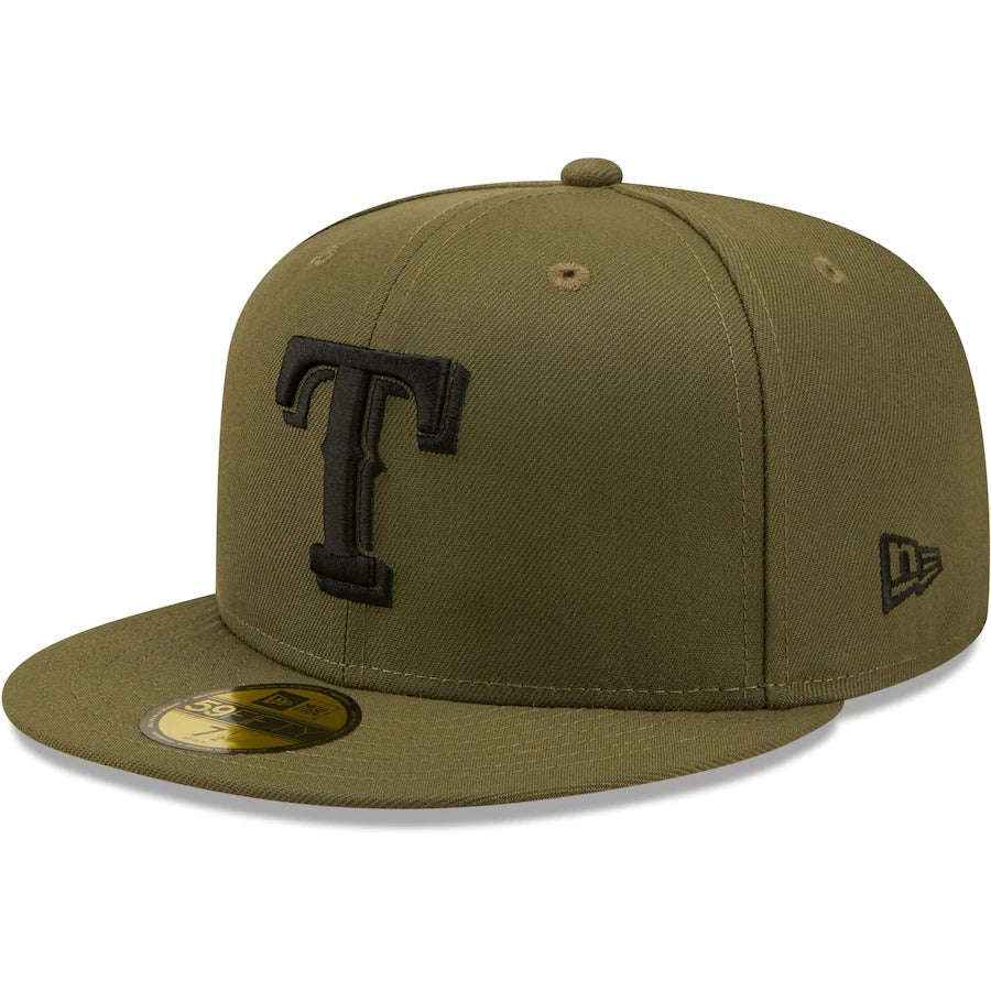 New Era Texas Rangers Olive 2011 World Series Hunter Flame Undervisor 59FIFTY Fitted Hat