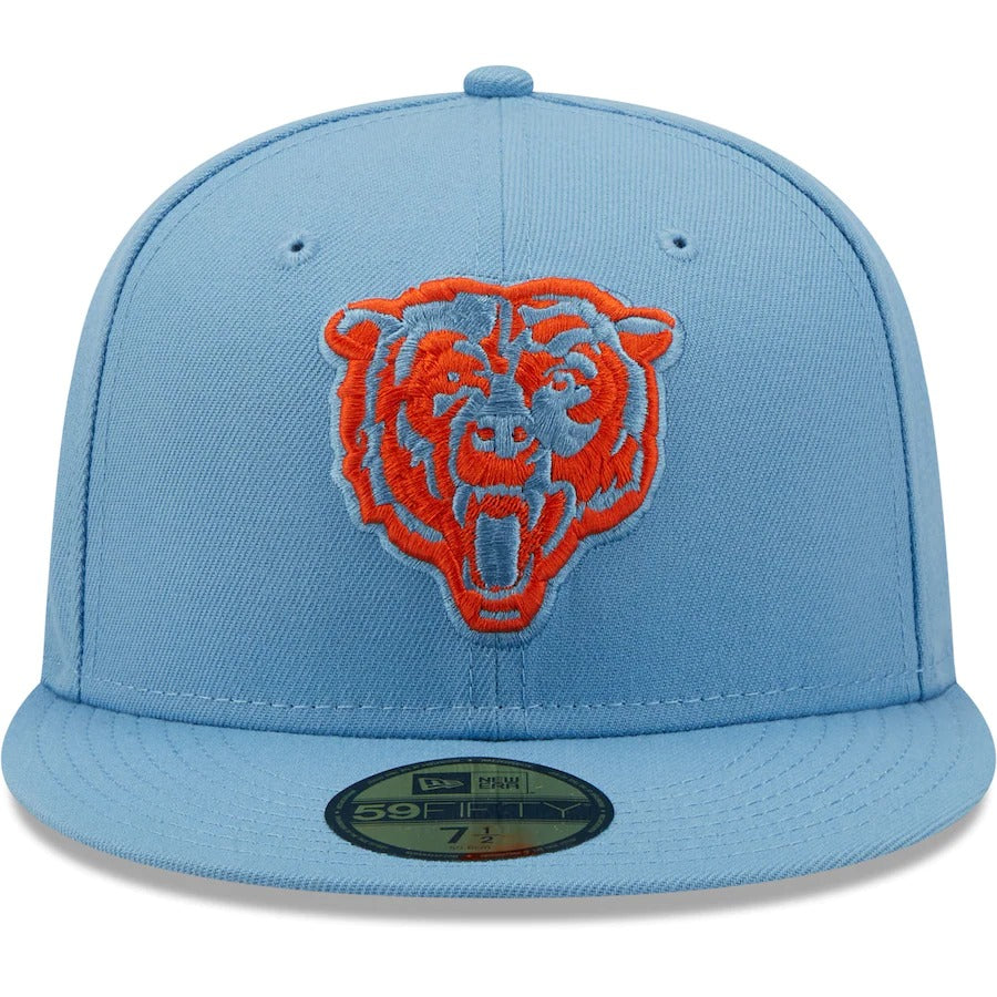New Era Light Blue Chicago Bears 1983 Pro Bowl Side Patch Orange Undervisor 59FIFY Fitted Hat