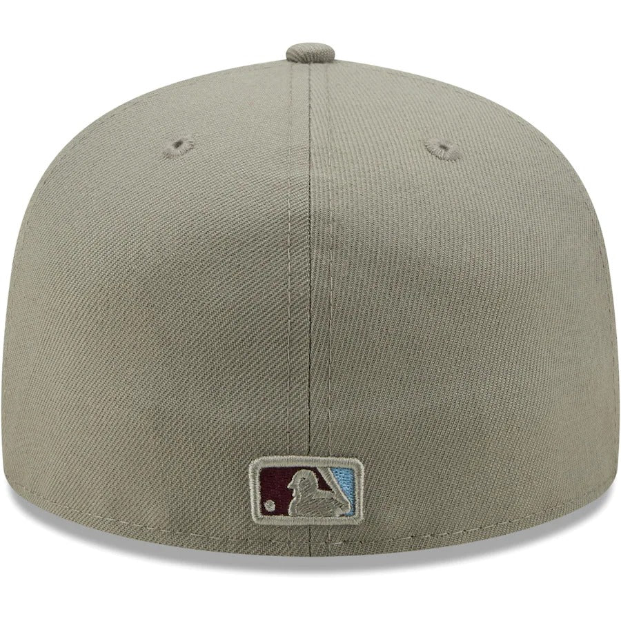 New Era Los Angeles Dodgers Gray/Maroon 2020 World Series Blue Undervisor 59FIFTY Fitted Hat