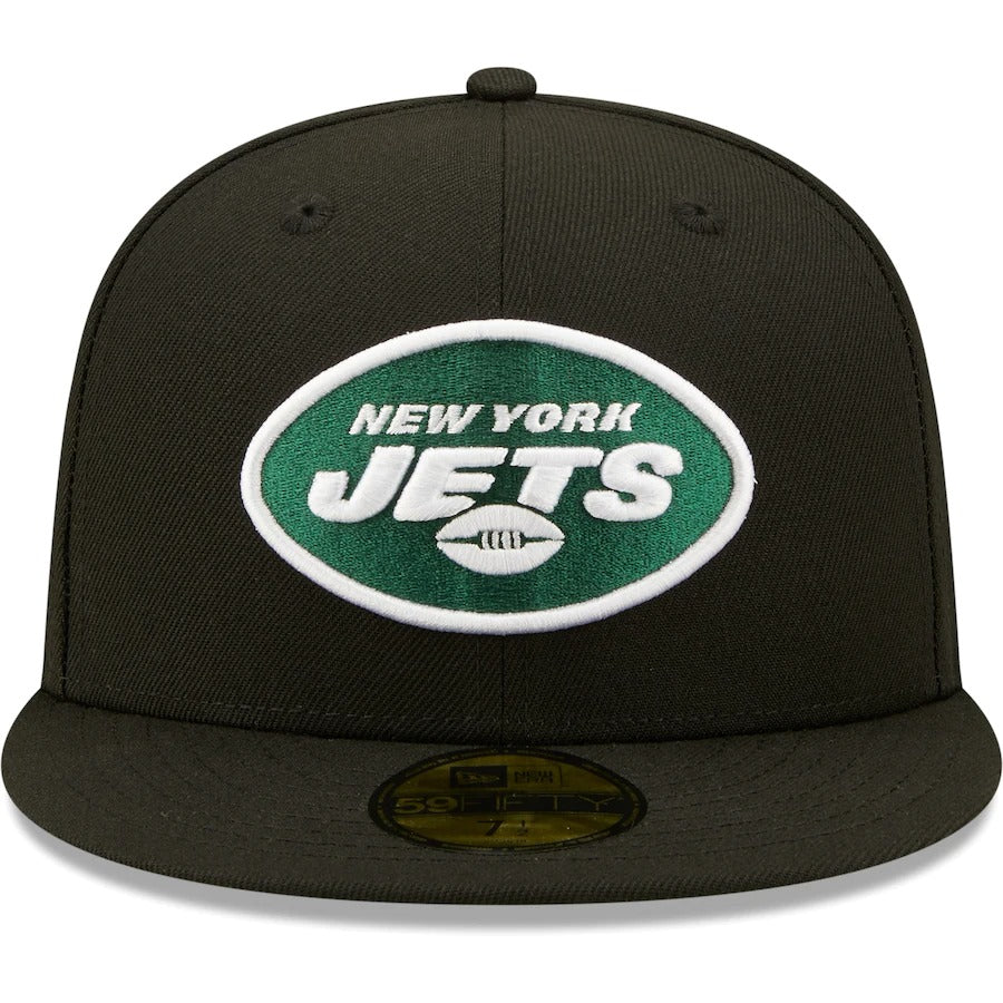 New Era New York Jets Black Team 50th Anniversary Patch 59FIFTY Fitted Hat