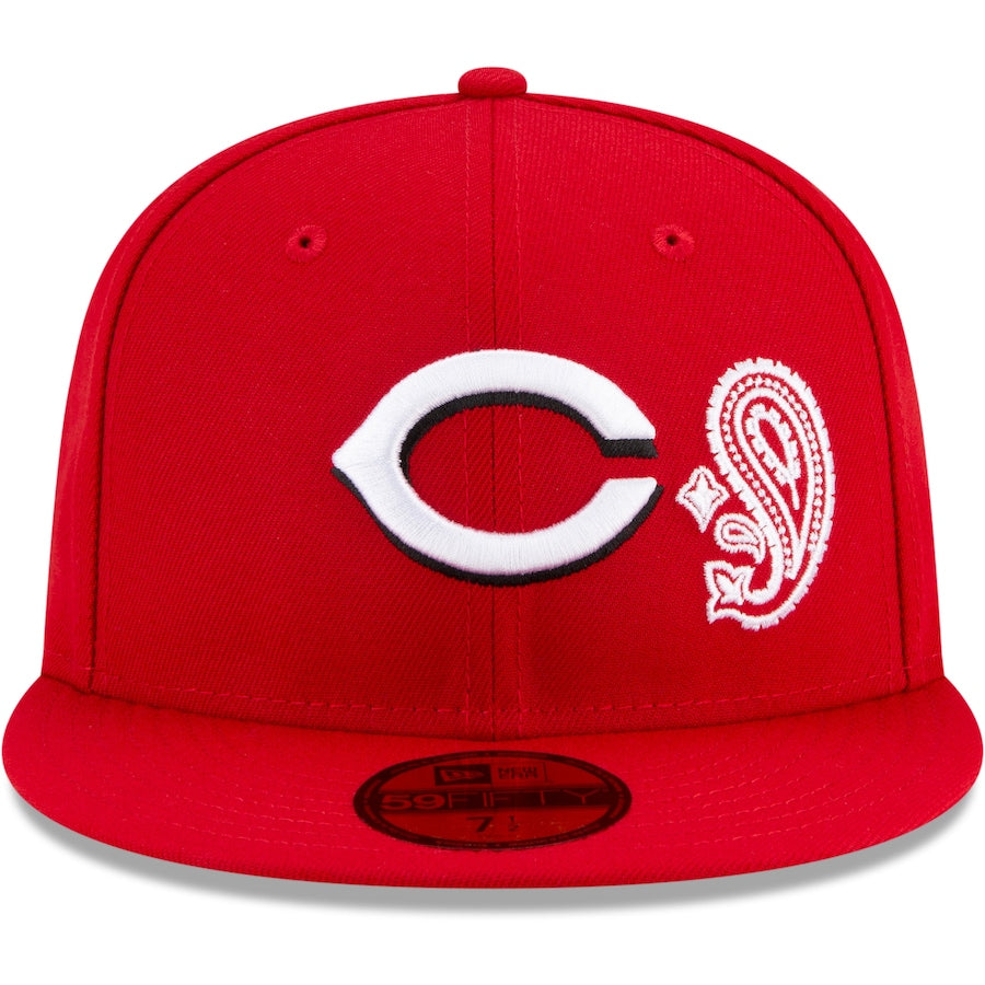 New Era Red Cincinnati Reds Patchwork Undervisor 59FIFTY Fitted Hat