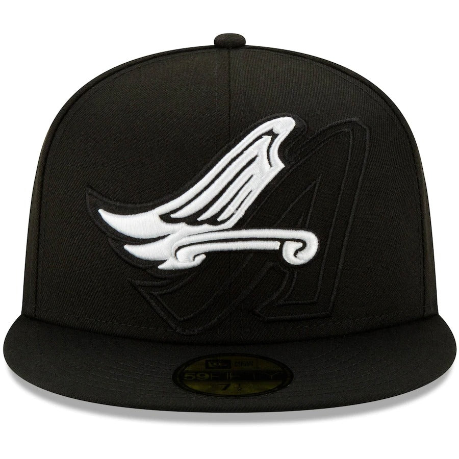 New Era Black Los Angeles Angels Monochrome Logo Elements 59FIFTY Fitted Hat