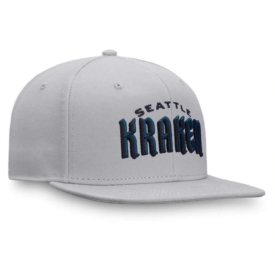 Fanatics Branded Gray Seattle Kraken Wordmark Logo Fitted Hat
