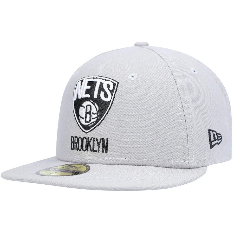 New Era Gray Brooklyn Nets Team Logoman 59FIFTY Fitted Hat