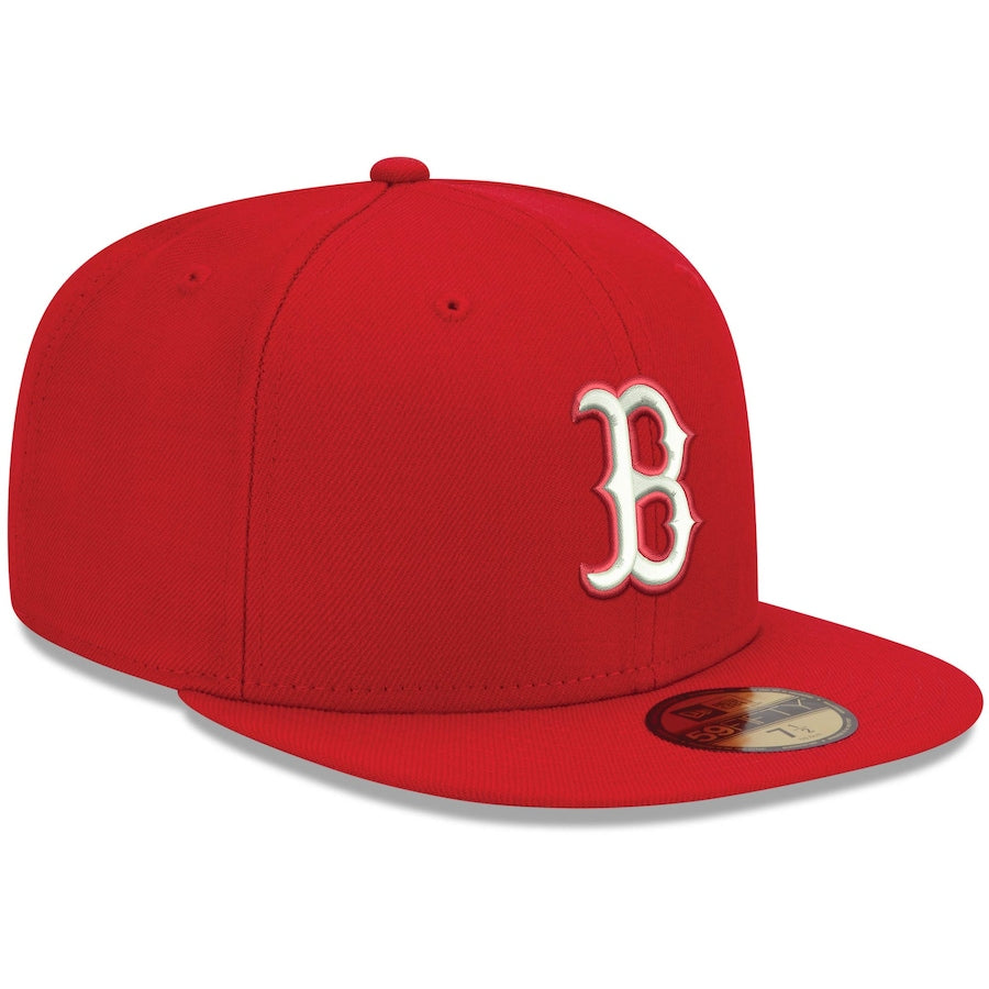 New Era Red Boston Red Sox Logo White 59FIFTY Fitted Hat