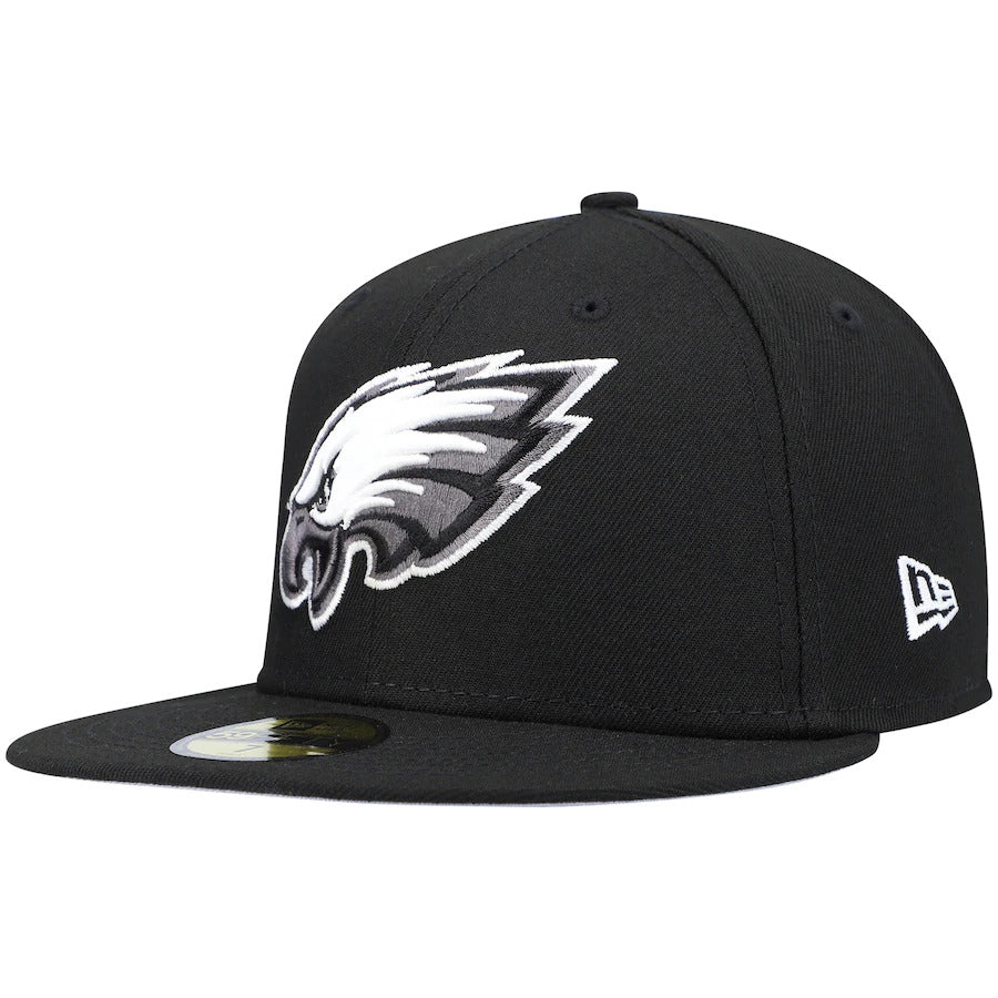 New Era Philadelphia Eagles Black Super Bowl Patch 59FIFTY Fitted Hat