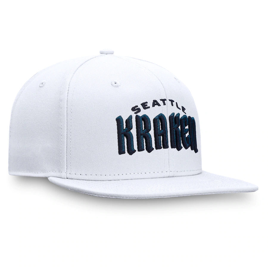 Fanatics Branded White Seattle Kraken Wordmark Logo Fitted Hat