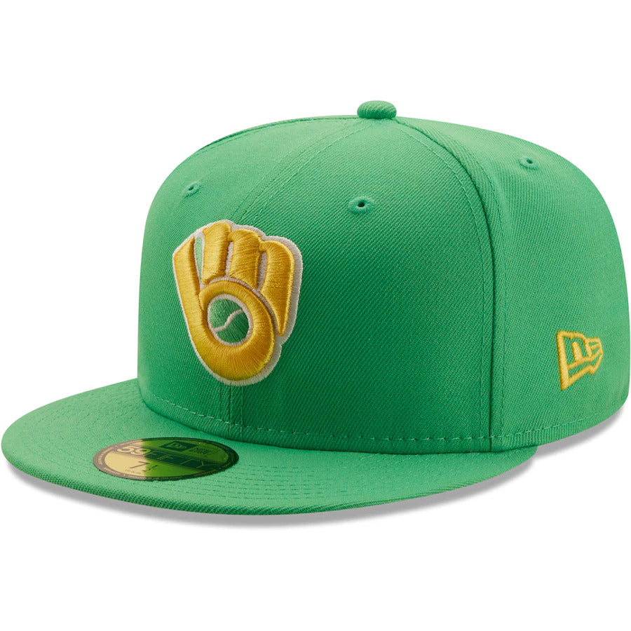New Era Kelly Green Milwaukee Brewers 1982 All-Star Game Side Patch Yellow Undervisor 59FIFTY Fitted Hat