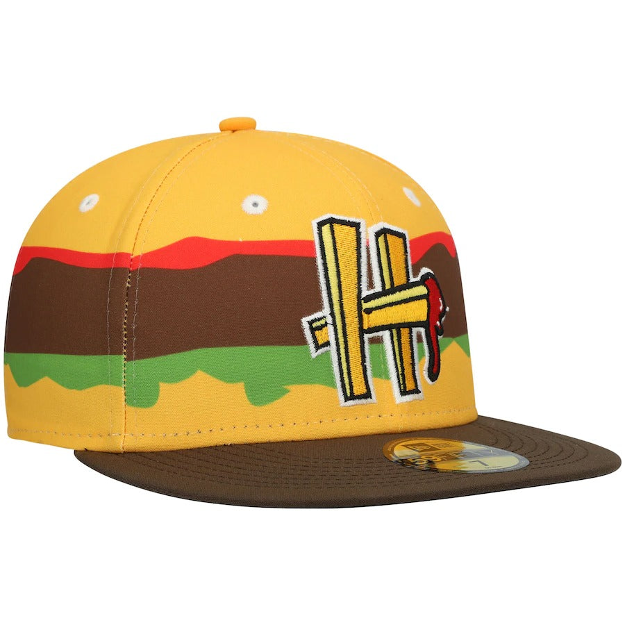 New Era Hartford Yard Goats Burger Theme Night 59FIFTY Fitted Hat - Gold