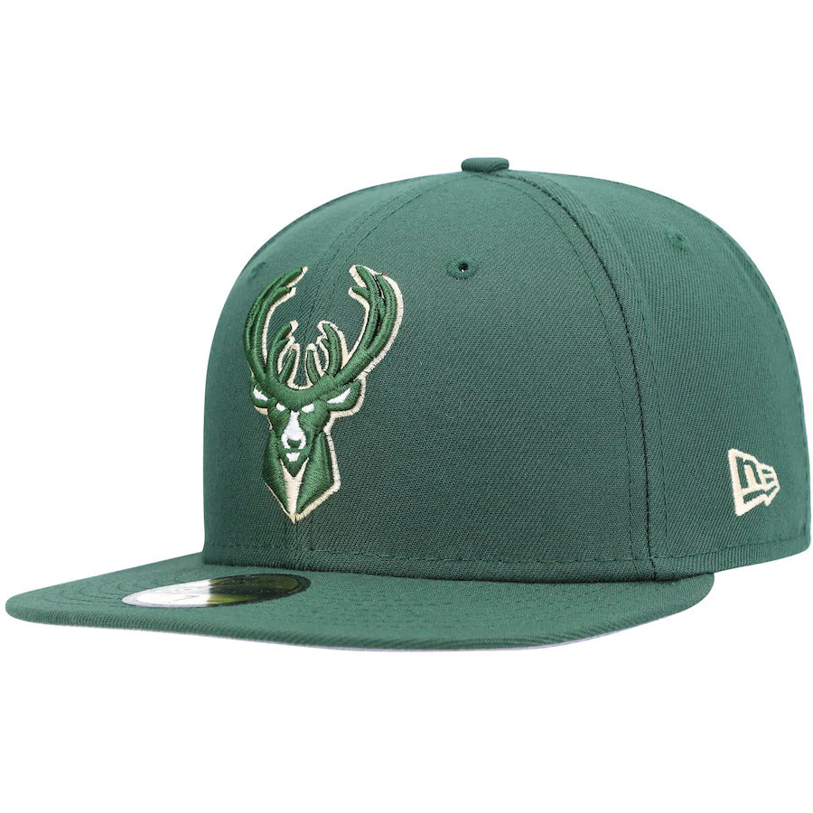 New Era Hunter Green Milwaukee Bucks Team Logoman 59FIFTY Fitted Hat