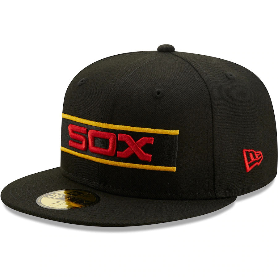 New Era Black Chicago White Sox 75th Anniversary Gold Undervisor 59FIFTY Fitted Hat