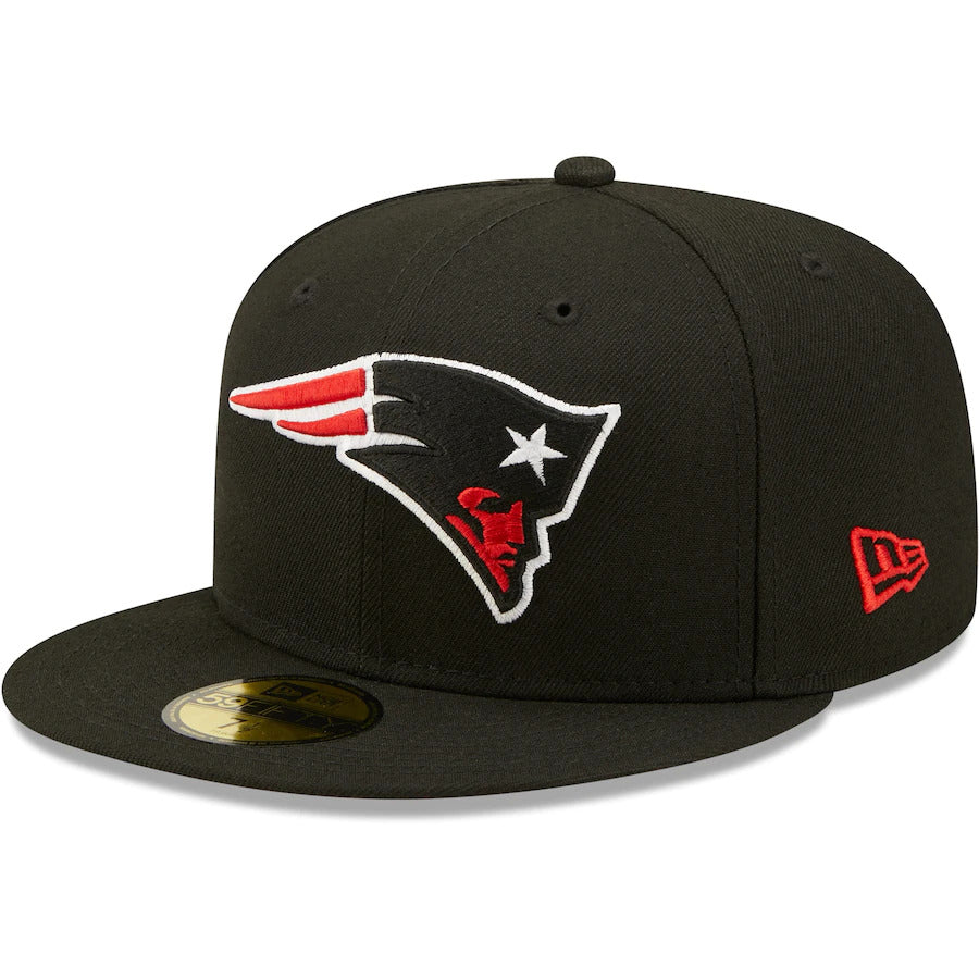 New Era Black New England Patriots Red Undervisor Super Bowl XXXVI Side Patch 59FIFTY Fitted Hat