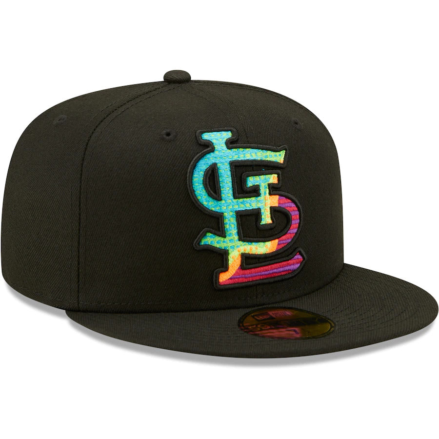 New Era Black St. Louis Cardinals Neon Fill 59FIFTY Fitted Hat