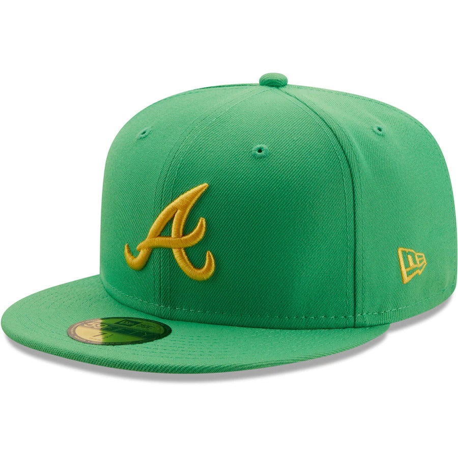 New Era Kelly Green Atlanta Braves 30th Anniversary Side Patch Yellow Undervisor 59FIFTY Fitted Hat
