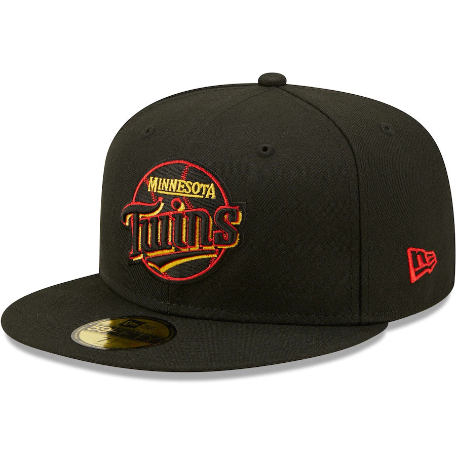 New Era Black Minnesota Twins 1987 World Series Gold Undervisor 59FIFTY Fitted Hat