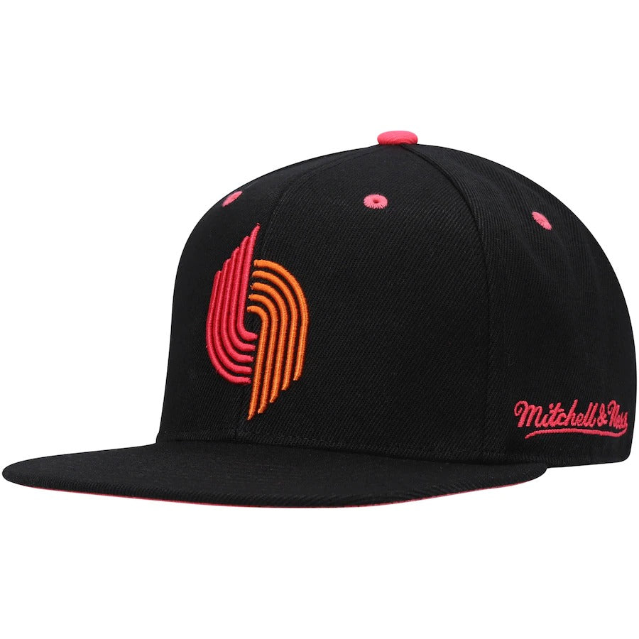 Mitchell & Ness x Lids Portland Trail Blazers Black 50th NBA Anniversary Hardwood Classics Sunset Fitted Hat