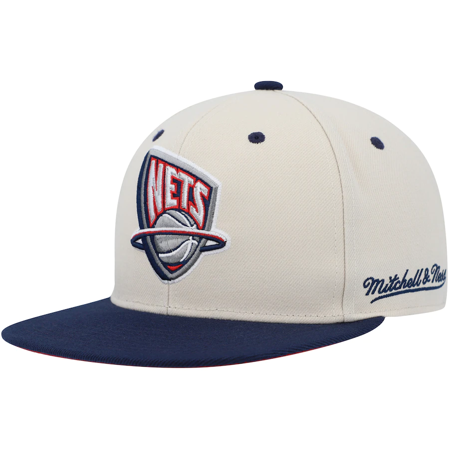 Mitchell & Ness New Jersey Nets Cream 35 Years Hardwood Classics Fitted Hat