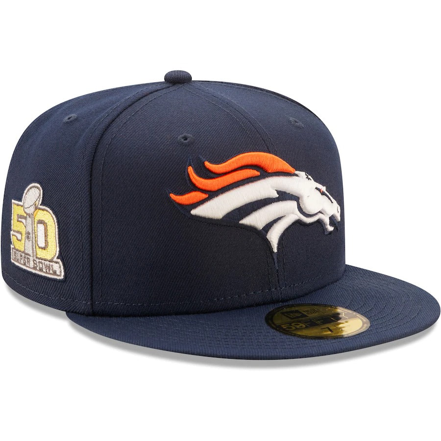 New Era Navy Denver Broncos 3X Super Bowl Champions 59FIFTY Fitted Hat