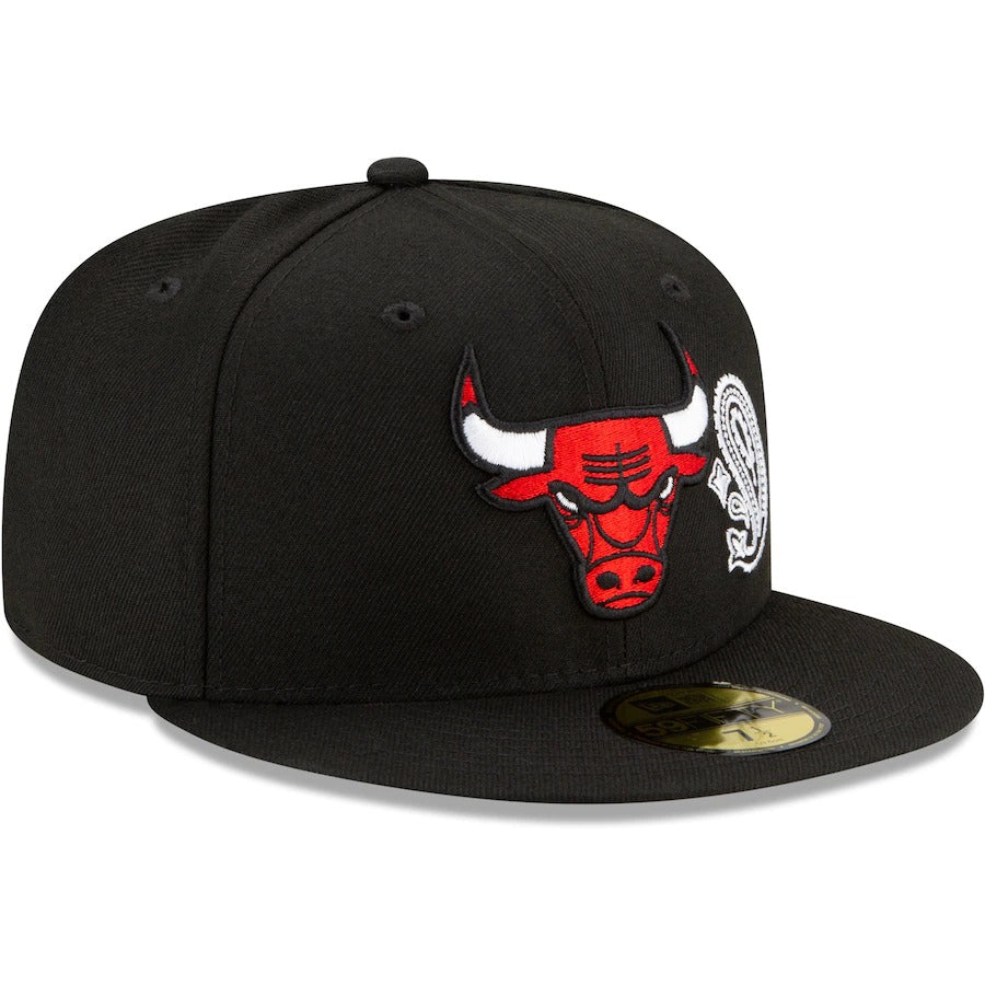 New Era Chicago Bulls Black Patchwork Under 59FIFTY Fitted Hat