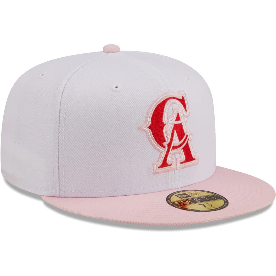 New Era California Angels White/Pink Cooperstown Collection Scarlet Undervisor 59FIFTY Fitted Hat
