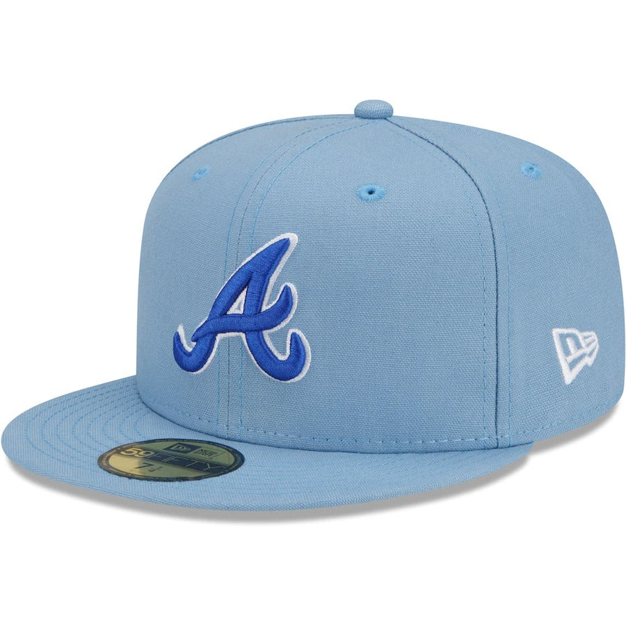 New Era Light Blue Atlanta Braves Eric Emanuel Fitted Hat w/ Women's Air Jordan 5 Retro 'Blue Bird'