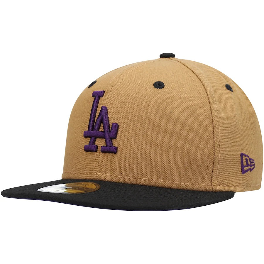New Era Los Angeles Dodgers Tan 100th Anniversary Purple Undervisor 59FIFTY Fitted Hat