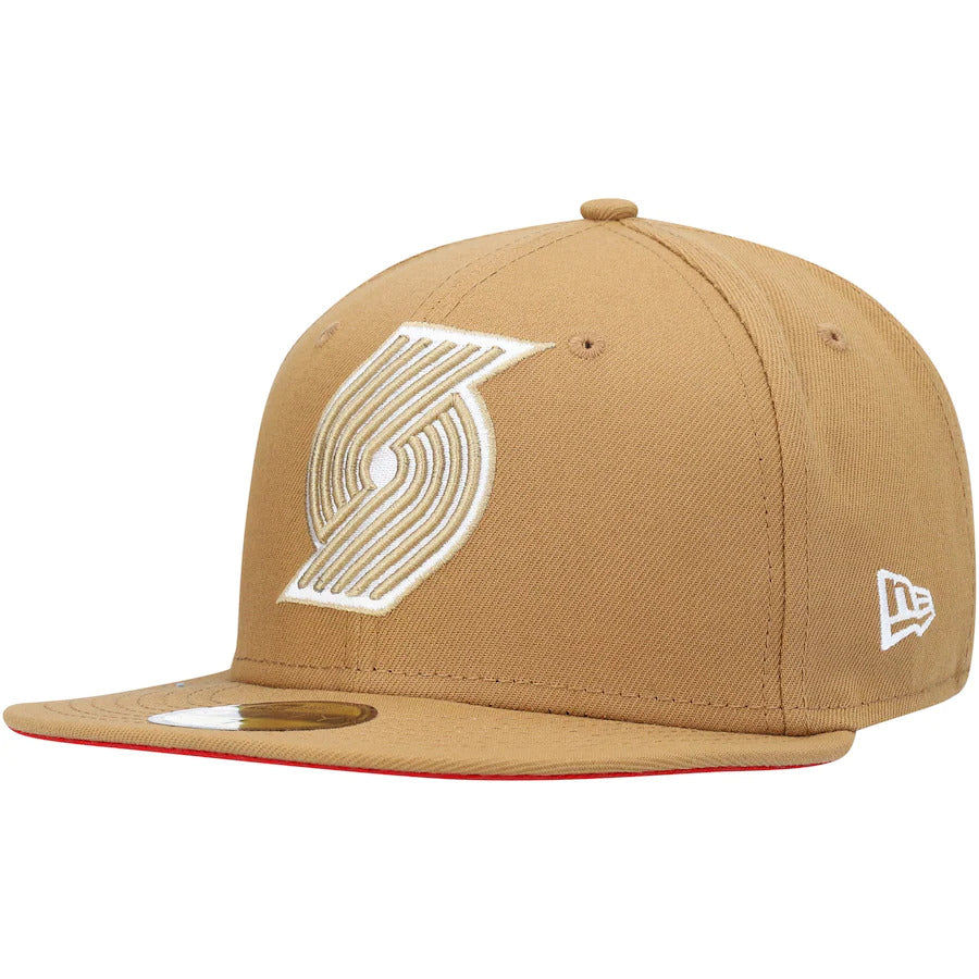 New Era Khaki Portland Trail Blazers Team Logoman 59FIFTY Fitted Hat