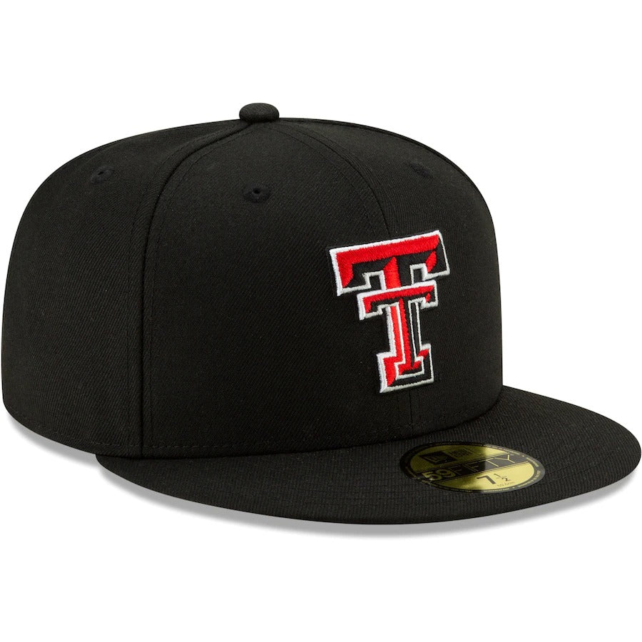 New Era Texas Tech Red Raiders Black Logo Basic 59FIFTY Fitted Hat