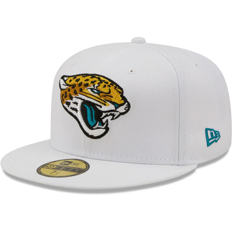 New Era Jacksonville Jaguars White 1999 Pro Bowl Patch Teal Undervisor 59FIFY Fitted Hat