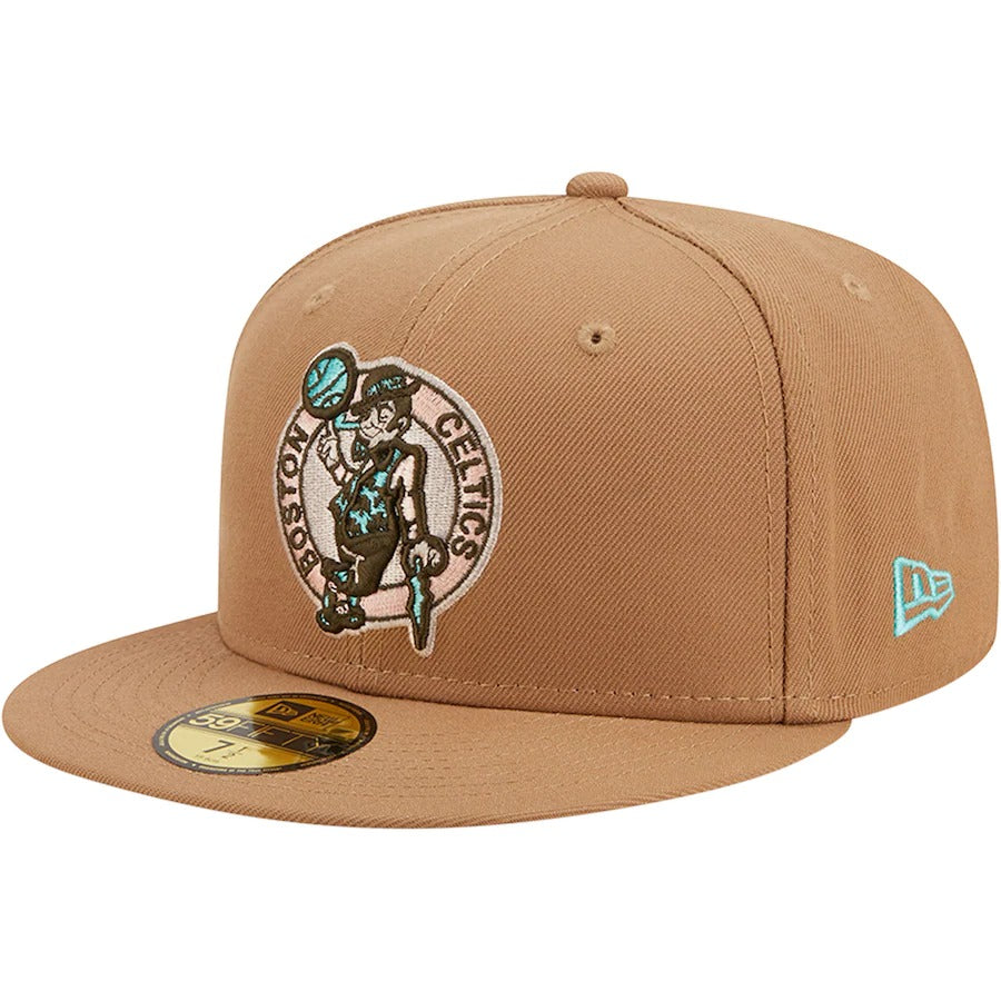 New Era Boston Celtics Khaki/Mint 75th Anniversary 59FIFTY Fitted Hat