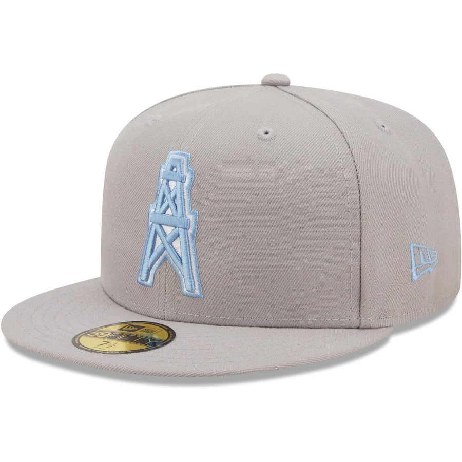 New Era Houston Oilers Gray 1983 Pro Bowl Sky Blue Undervisor Gridiron Classics 59FIFTY Fitted Hat